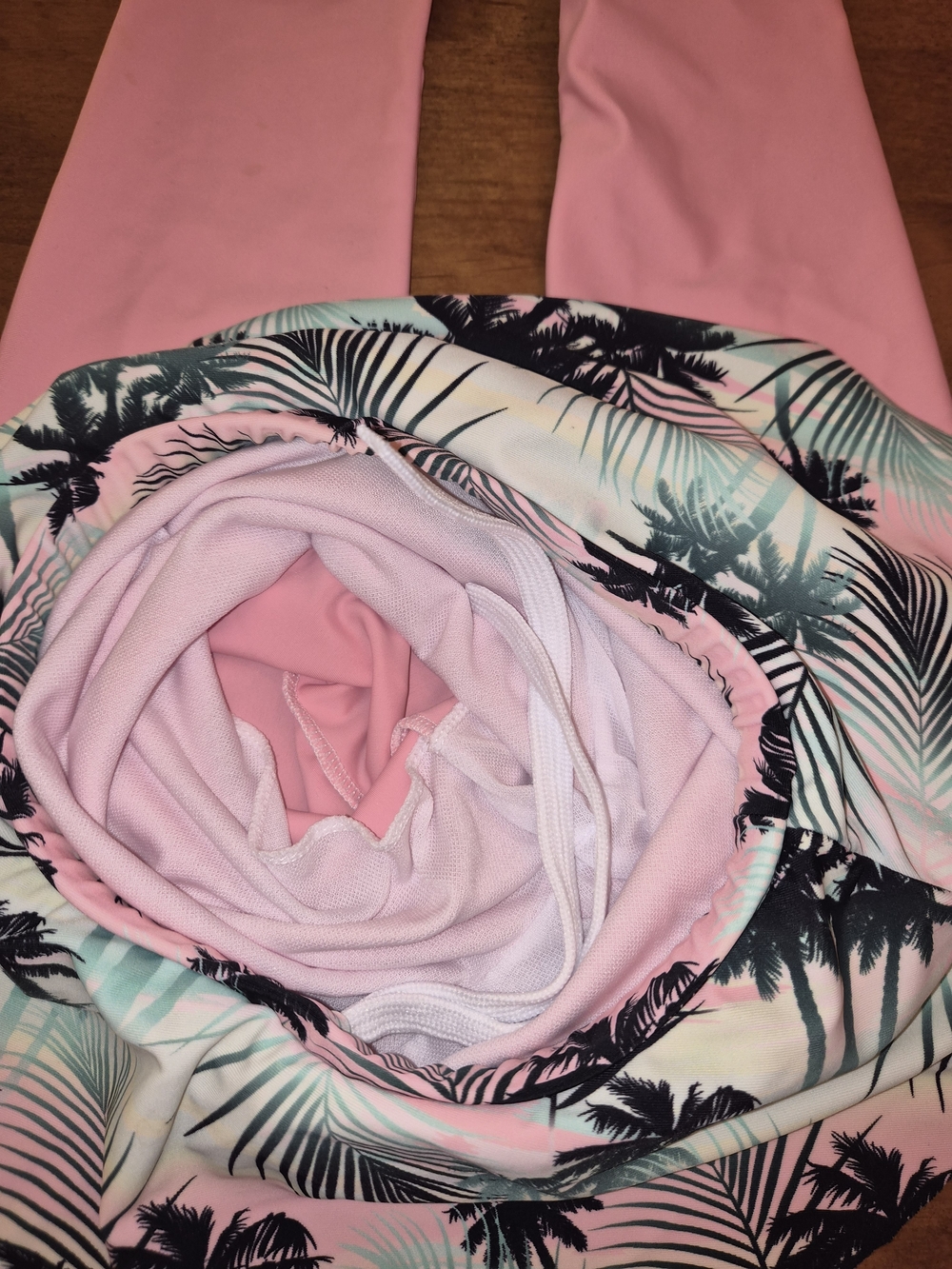 Girls' Coral Tropical Palm Long-Sleeve Rashguard 2 piece Swimsuit Set Sz 4/ 4T - Picture 6 of 11